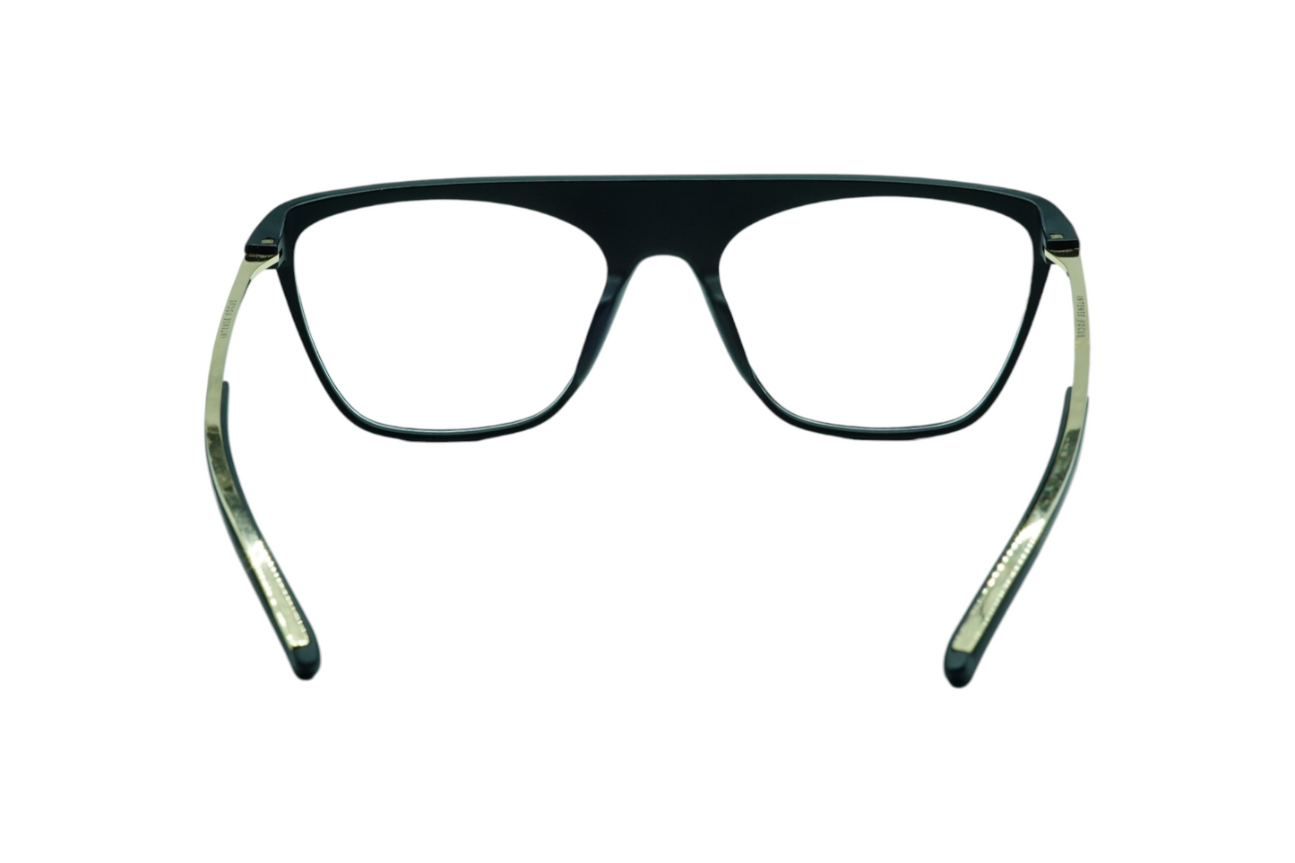 INTENSE FOCUS-STRAIGHT LINE 8 black & Gold Rectangle Eyeglasses