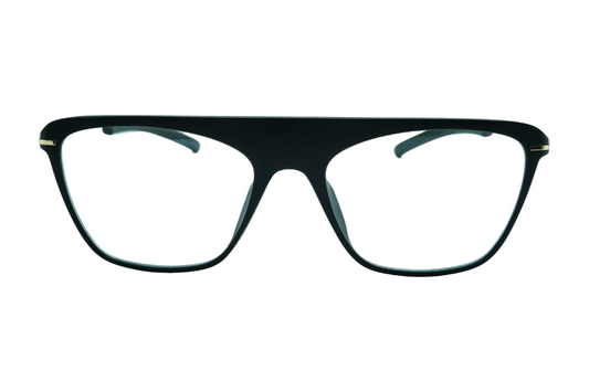 INTENSE FOCUS-STRAIGHT LINE 8 black & Gold Rectangle Eyeglasses